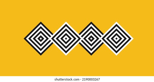 A pattern of geometric shapes in a modern flat style on a yellow background.
