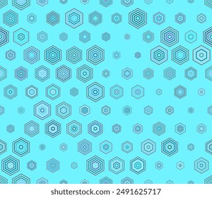 Pattern of geometric shapes. Multicolored geometric elements of varied size. Simple stacked hexagons. Hexagonal shapes. Tileable pattern. Seamless vector illustration.