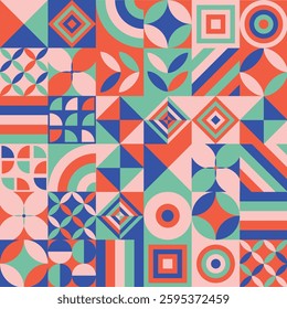 pattern of geometric shapes in on-trend colors