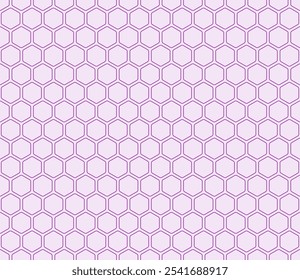 Pattern of geometric shapes. Purple color on matching background. Rounded hexagons mosaic pattern. Hexagon cells. Seamless design. Tileable vector illustration.