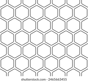 Pattern of geometric shapes. Rounded hexagons mosaic pattern. Large hexagon shapes. Seamless tileable vector illustration.