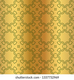 Pattern Of Geometric Shapes. Seamless Vector Illustration. For The Interior Design, Wallpaper, Printing, Textile Industry, Scrapbook Paper. Luxury design in green gold color.