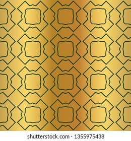 Pattern Of Geometric Shapes. Seamless Vector Illustration. For The Interior Design, Wallpaper, Printing, Textile Industry, Scrapbook Paper. Luxury design in green gold color.