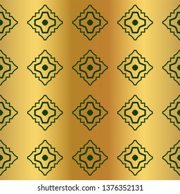 Pattern Of Geometric Shapes. Seamless Vector Illustration. For The Interior Design, Wallpaper, Printing, Textile Industry, Scrapbook Paper. Luxury design in green gold color.