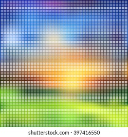 Pattern of geometric shapes, square. Texture with flow of spectrum effect. Abstract square pixel mosaic background. Geometric background.