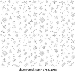 pattern of geometric shapes. Trendy hipster background and logotypes. Religion, philosophy, spirituality, textile, biology, physical, chemistry symbols collection