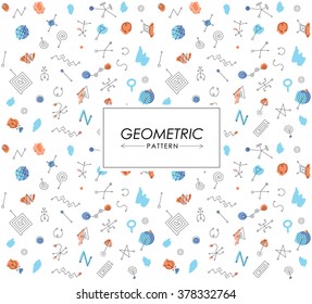 pattern of geometric shapes. Trendy hipster background and logotypes. Religion, philosophy, spirituality, textile, biology, physical, chemistry symbols collection. galaxy and space inspiration. 