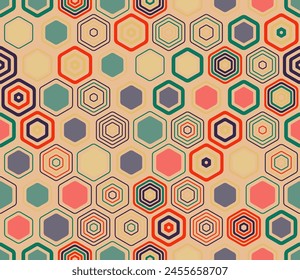 Pattern of geometric shapes. Geometric shapes of varied style and color. Hexagonal cells. Tileable pattern. Seamless background. Amazing vector illustration.