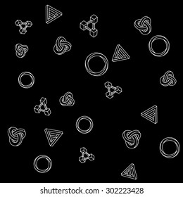 Pattern geometric simple monochrome minimalistic pattern of impossible shapes, rectangles, triangles, rounds