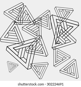 Pattern geometric simple monochrome minimalistic pattern of impossible shapes, triangles