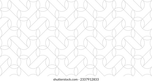 Pattern with geometric straight and curved thin lines forming ornamental wallpaper. Abstract vector monochrome texture. Geometric seamless background. Minimalistic design.