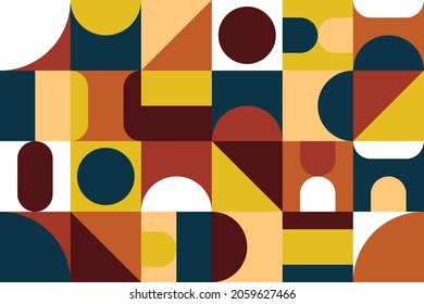  The pattern of geometric with triangles, circles, squares, crosses as components elements for leaflets, book covers. simple background.Flat design pattern.