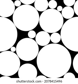 Pattern with geometric white circles on a black background