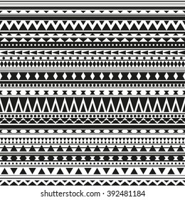 Pattern with geometrical ornaments in black and white.