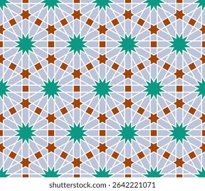 Padrão com formas geométricas pipas, estrela e quadrado com vermelho, azul claro e cores verdes