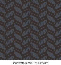 Pattern with geometrically stylized plant elements. Abstract carpet design. Decorative graphics in black and blue.