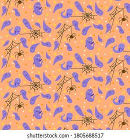 pattern with ghosts and cobwebs on the theme of Halloween
