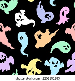 Un patrón de fantasmas. Halloween Ghost Silhouettes Set, Colección Ghost Doodle