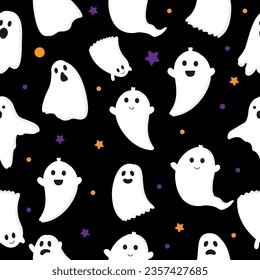 Pattern with ghosts for Halloween. Vector graphics