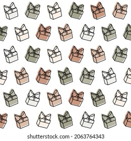 Pattern of gift boxes of different colors.