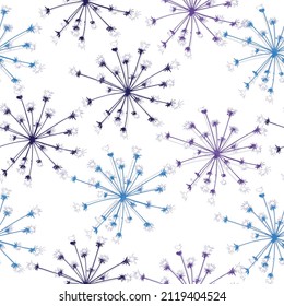  Pattern for gift wrapping, holiday, decoration Doodle dandelion blowing flowers isolated illustration.