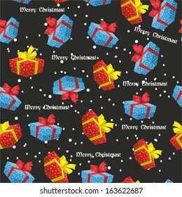 pattern with gifts on a black background