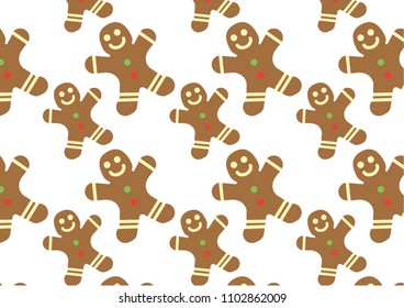 pattern with gingerbread men and Christmas icons 