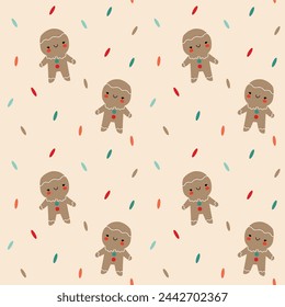 Pattern with gingerbread men. Perfect for fabric, wallpaper, wrapping paper, scrapbooking projects.