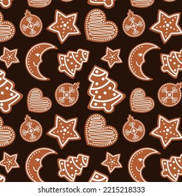 Patrón Con Cookies De Panes Para La Decoración, Empaquetado, Ilustración De Vectores Textiles En Estilo Plano