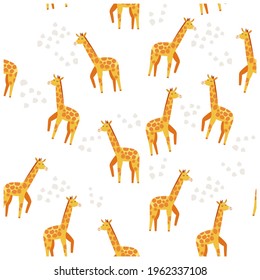 
Pattern with giraffes. Cute baby giraffe. Giraffe on a white background. Vector clipart.