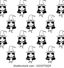 pattern of girl disguised as a witch vector illustration design