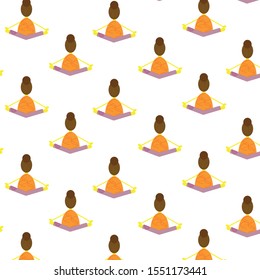 Pattern of a girl doing meditation, view from the back, background, wrapping paper, vector ilustration, EPS 10