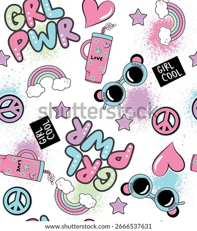 pattern girl power cute love
