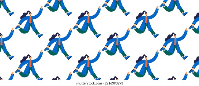 Pattern with a girl running. Seamless pattern. Can be used as a background.