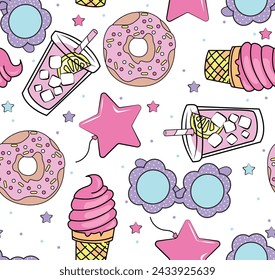 pattern girl star ice cream glasses