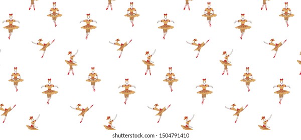 pattern with Girls Ballerina Dance. Young Ballerina in a yellow Dress