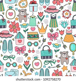 Pattern for girls. Decorative print with women's things.