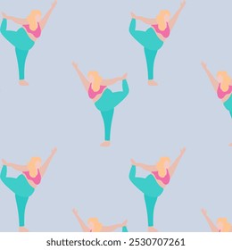 The pattern of girls doing sports yoga