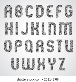 Pattern glamorous black fashionable font, upper case letters. 