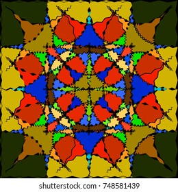 Pattern for glass in color. Stained glass and a pattern in autumn colors.
