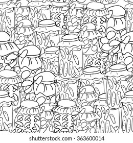 Pattern glass jars. Hand drawn zentangle. Vector illustration eps 10 for your design.
