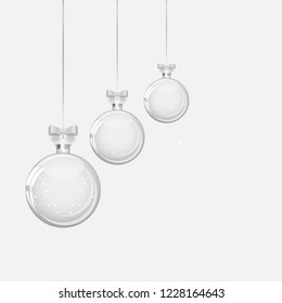 Pattern of glass transparent christmas ball. Elements of Christmas decorations. Transparent object for design, layout. A shiny toy with a silver glow. Isolated object .