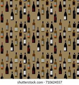 pattern glass wine bottles are on the table
