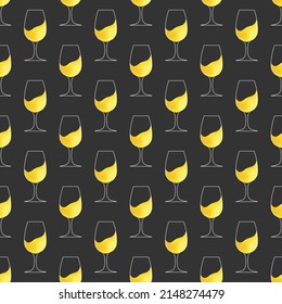 pattern with a glass of wine. Illustration for texture, textiles and creative design