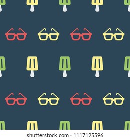 Pattern with glasses and ice cream