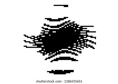 Pattern with glitches. Geometric abstraction with pixel art elements. Grunge background. Scalable vector graphics. Black and white.