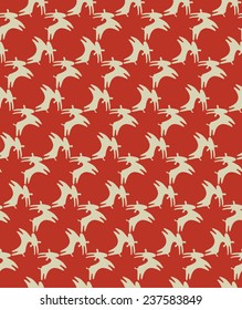 Pattern with goats and silhouettes of hearts in the voids