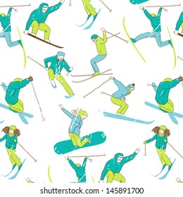 The pattern of going down the hill skiers and snowboarders.