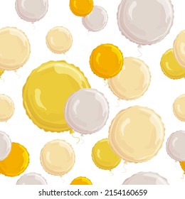 Pattern Of Gold Air Round Foil Balloons. For Packaging, Backgrounds And Wallpapers.