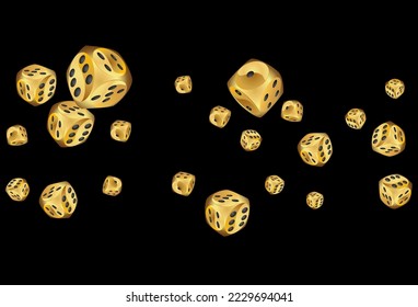 Muster mit Gold Casino Dice. Viel Glück Symbol. Muster für Werbung für Partys, Events in Vegas. Vektorgrafik für Druck, Textilien, Papier